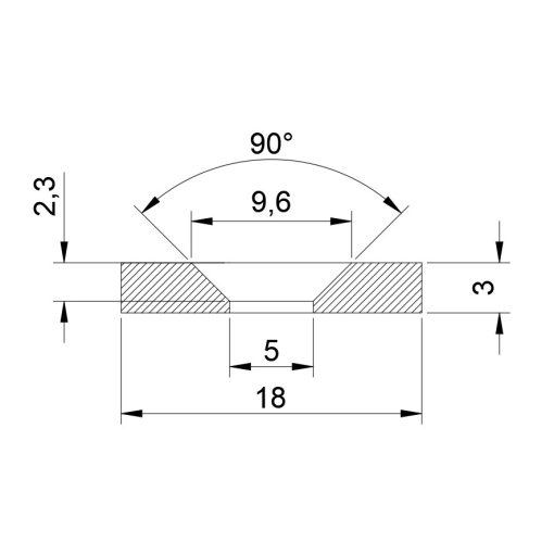 Neodymium gyűrű mágnes 20x4x4 mm süllyesztett  N48