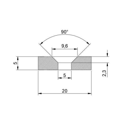 Neodymium gyűrű mágnes 20x4x4 mm süllyesztett  N48